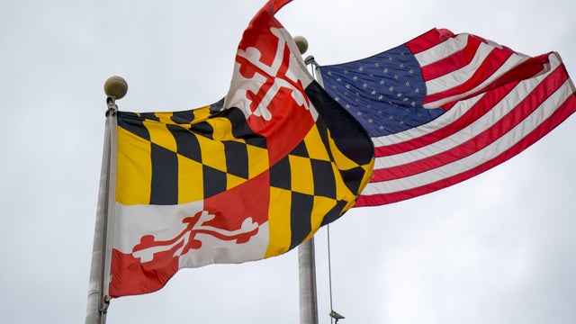 Maryland and US Flags 